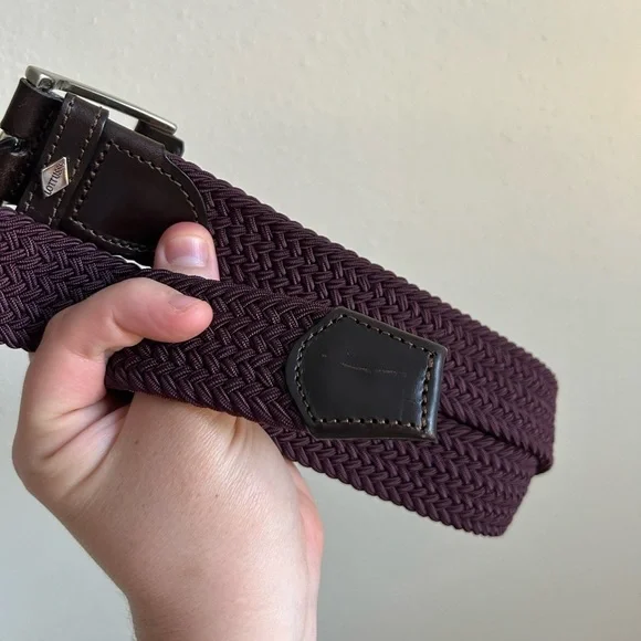 Lottusse Men’s Purple Braided Leather Belt Size 42 - Picture 5 of 5